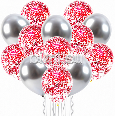 Облако из воздушных шаров с конфетти и хромом К-С
