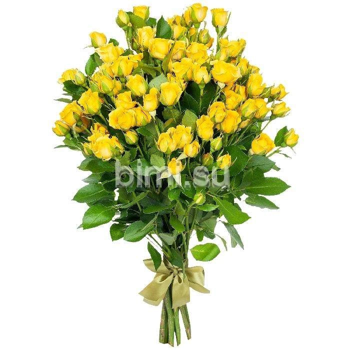 Букет из 9 жёлтых кустовых роз &quot;Еллоу Бейб&quot;, 60 см